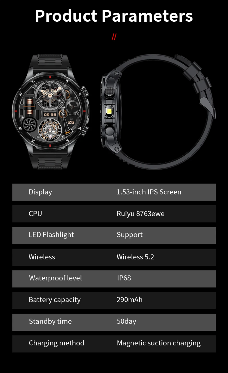 Männer Smartwatch mit Bluetooth