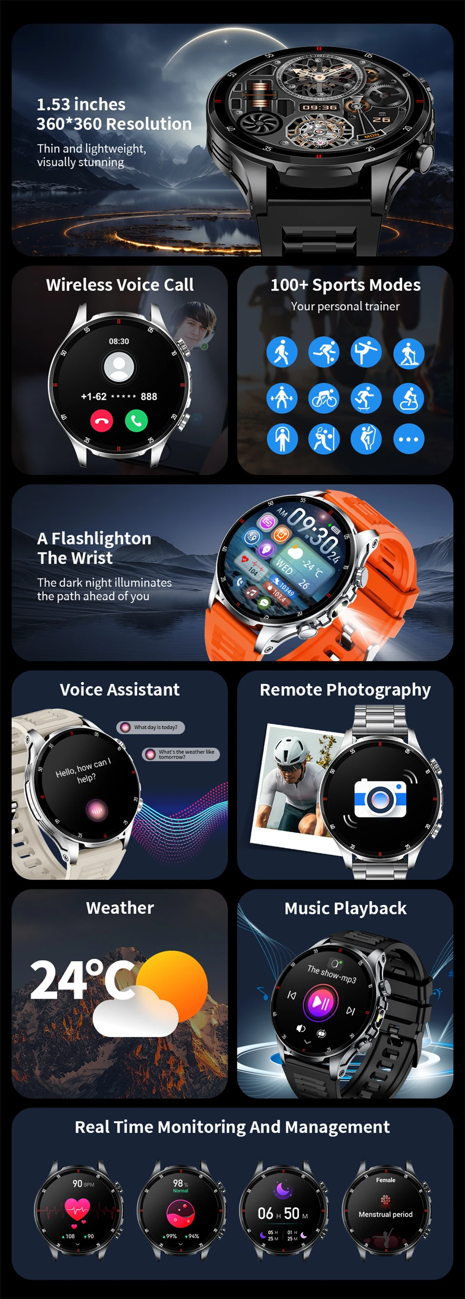 Männer Smartwatch mit Bluetooth