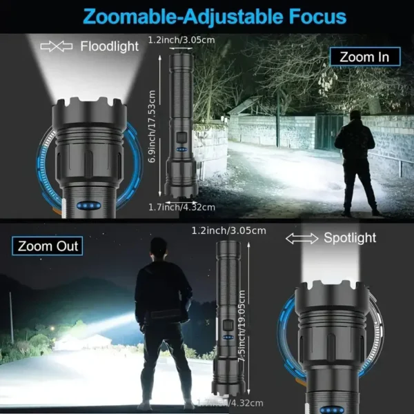 Aluminium LED-Taschenlampe mit Zoom und Magnetfuß
