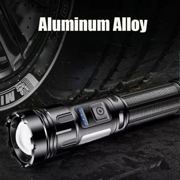 Aluminium LED-Taschenlampe mit Zoom und Magnetfuß