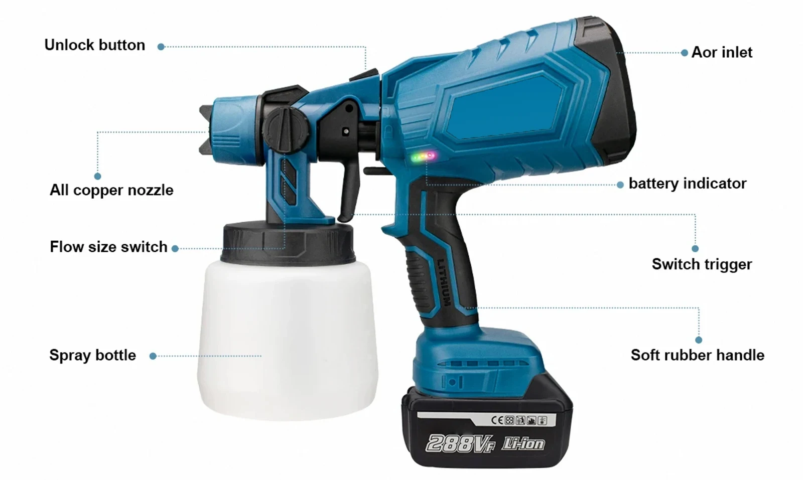 1000W Cordless Electric Paint Spray Gun