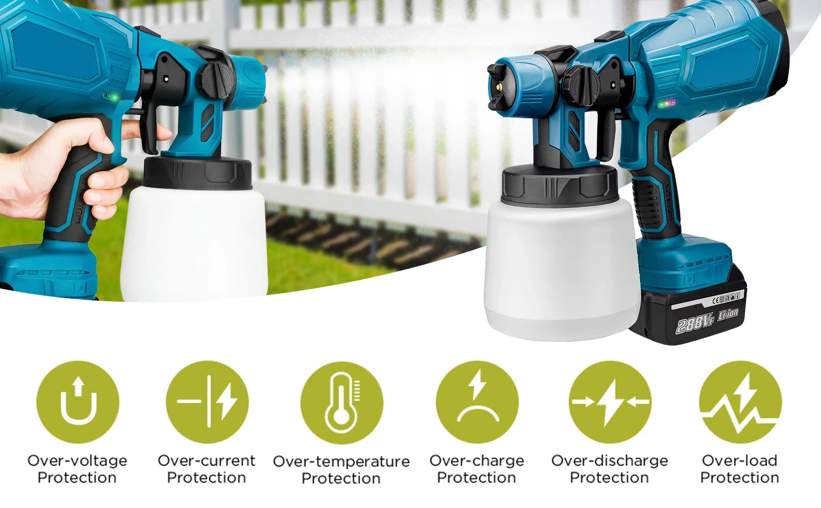 1000W Cordless Electric Paint Spray Gun