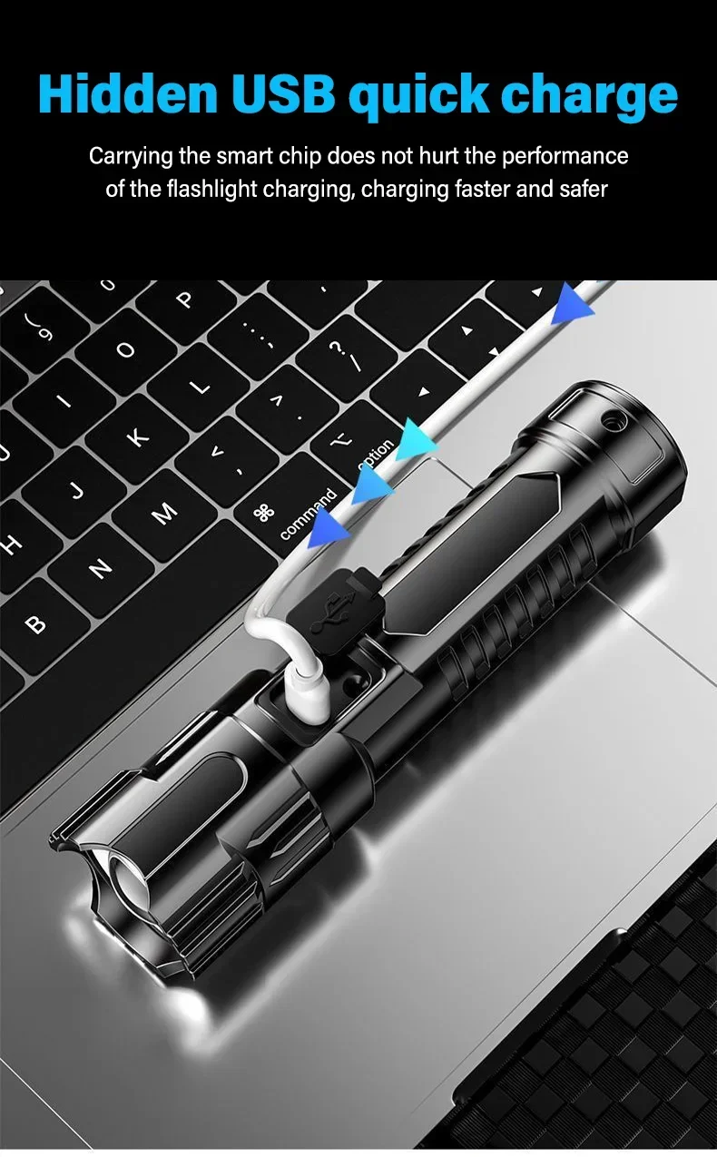 Wiederaufladbare LED-Taschenlampe mit Zoomfunktion 